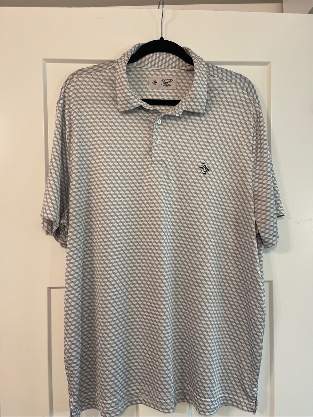 Original Penguin Men’s Light Gray Patterned Polo with Logo